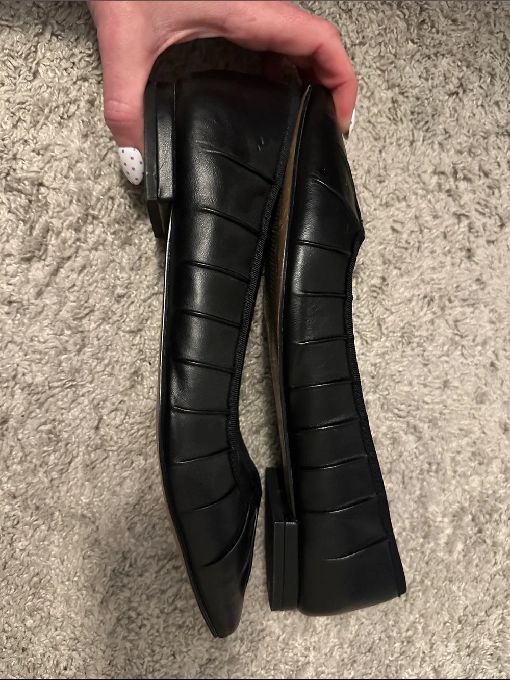 Ann Taylor Black Pointed-Toe Pleated Ballet Flats